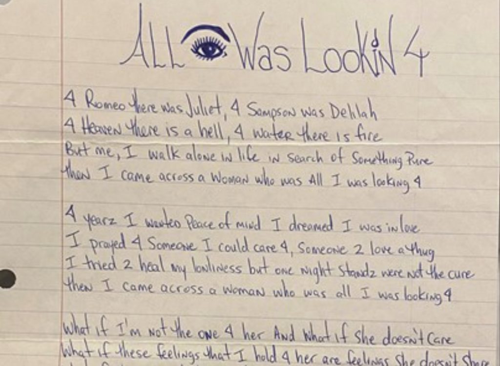 Une Lettre D Amour Ecrite Par Tupac Shakur Mise En Vente